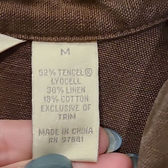 J jill womens brown tencel and linen button down womens jacket size medium - Picture 4 of 7